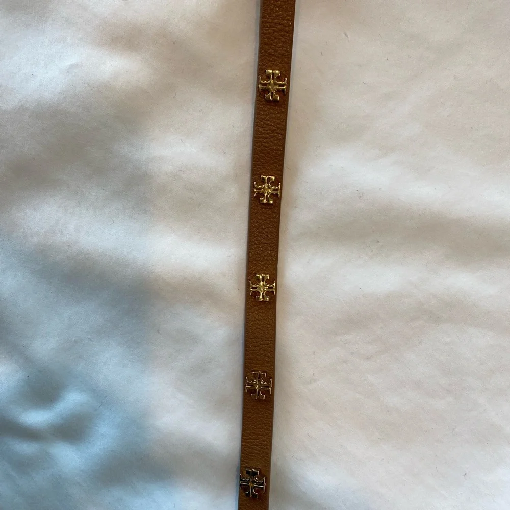 Tory Burch Double Wrap Logo Bracelet Leather Tan Gold - Picture 7 of 12